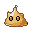 A golden slime with large, expressive eyes oozes and crawls left.