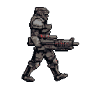 Armored Warrior Advances: Red Accents, Industrial Grit