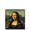 Animated pixel art sprites of the Mona Lisa, Van Gogh's Starry Night, and Munch's The Scream.