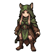 Young adventurer with pointed ears in a hooded cloak falling, arms outstretched.