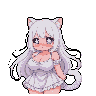 Pixel Art: cute 18-year-old neko girl, very long flowing white hair, fl...