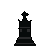 A black chess bishop piece with a miter-shaped head and clear base, subtly animated.