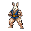 Muscular Rabbit Fighter: Retro Game Sprite Ready for Battle