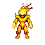 Fiery elemental in a fighting stance with a flickering flame head and a mischievous grin.