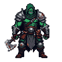 Fierce Orc Warrior: Red Eyes, Battle Axe, Dark Fantasy