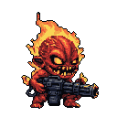 Fiery Demon with Sci-Fi Gun: Boss Battle Ready