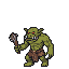 A muscular green orc winds up to swing a crude club with both hands.