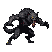 A pixelated werewolf lunges forward with glowing red eyes and bared teeth.