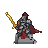 Knight in silver armor and crimson cape lunging forward with a golden sword raised.