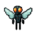 Orange-Eyed Insectoid Against Stark Red