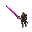 Pixel Art Animation: Warrior's Magenta Glow: Ready for Battle