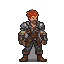 A diverse cast of fantasy adventurers: a fiery-haired warrior, a green-cloaked archer, a regal figure in silver and blue, a hammer-wielding dwarf, and a dagger-carrying rogue, all in a consistent pixel art style.