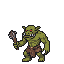 A green-skinned goblin with tusks runs forward, holding a club overhead.