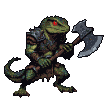 Fierce Reptile Warrior: Crimson Fury, Battle Axe Ready