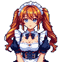 Pixel art generated with AI prompt: maid is embarrassed, sta
