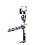 Striding Skeleton Sprite: Eerie Blue Background