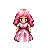 Pink-haired princess in a flowing pale pink gown, with gentle idle animation.
