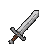 A gleaming silver sword with a textured hilt, appearing in motion.