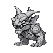Grayscale pixel art stone gargoyle walking with a determined stride.
