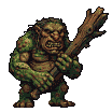 Green-skinned troll snarling and baring teeth, gripping a gnarled club, poised to strike.