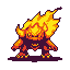 A pixelated fire monster with a smoldering ember body and a mane of flickering flames.
