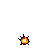 A pixel art animation of a fiery explosion, expanding from a bright spark into chaotic orange and yellow flames.