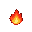 A flickering flame with an intense orange and yellow glow, its pixels twisting and writhing.