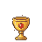Golden chalice with crimson emblem, silver winged helmet, luminous blue orb, weathered scroll with cryptic symbols, and a dark, glinting sword.