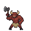 Minotaur mid-swing with axe.