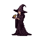 Pixel Animation: Mysterious Witch Holds Enchanted Green Frog