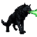 Black wolf exhaling a powerful, glowing green radioactive blast.