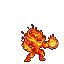 A fire elemental monster, formed from swirling orange and red flames, conjures a bright fireball in its right hand.