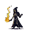 Skeletal figure in dark robes holding an ethereal flame.