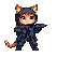 Cat-eared character in dark tactical gear runs and fires a weapon.