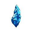 A sharp, translucent ice spike with vibrant blues and icy whites, rotating dynamically and refracting light.