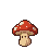 A red and white spotted mushroom in a dynamic jumping and squishing animation.
