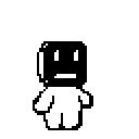 A simple black and white humanoid figure stands centrally against a white background.