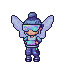 Whimsical pixie with futuristic goggles, cool-toned outfit, and shimmering icy wings, poised for flight.