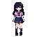 Young anime girl with dark hair in a sailor school uniform, standing confidently.