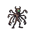 A diverse group of pixel art RPG characters including a multi-limbed creature with one eye, a shimmering gelatinous being, a skeletal figure with red eyes, a spectral cloaked entity, and a small horned imp.