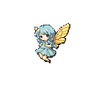 Ethereal female fairy with light blue hair and wings, floating gently against a black background.