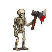 A skeletal warrior with a blood-stained axe charges forward in a dynamic running pose.