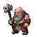Gruff dwarf with a formidable beard swings a skull-topped staff with forceful motion.