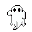 A white, rounded spectral ghost with dark eye sockets drifts with a subtle wobble.