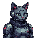 Cybernetic Cat Portrait: Futuristic Armor & Neon Accents