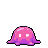 A cheerful, amorphous slime monster in vibrant pink and purple jiggles playfully with two glowing white eyes.