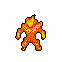A humanoid fire elemental with broad shoulders and sturdy limbs, pulsating with vibrant orange and yellow flames.