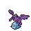 A small, purple goblin with bat-like wings carries a light blue slime creature with a single orange-brown eye.