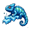 Pixel Art: ice chameleon idle animation