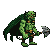 A menacing green troll with a tattered dark cape charges forward, swinging a brutal axe.